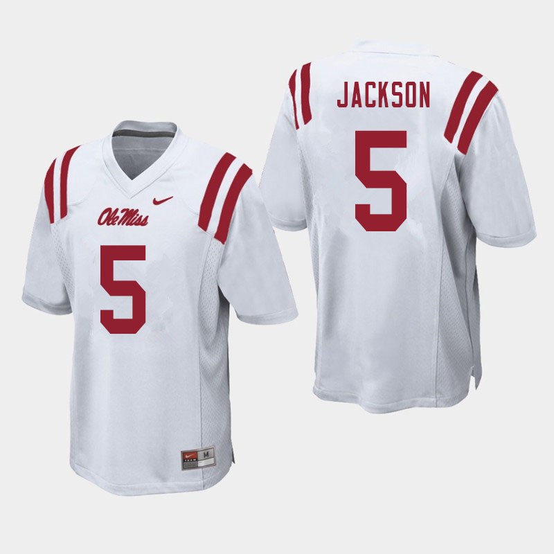 Men #5 Dannis Jackson Ole Miss Rebels College Football Jerseys Sale-White